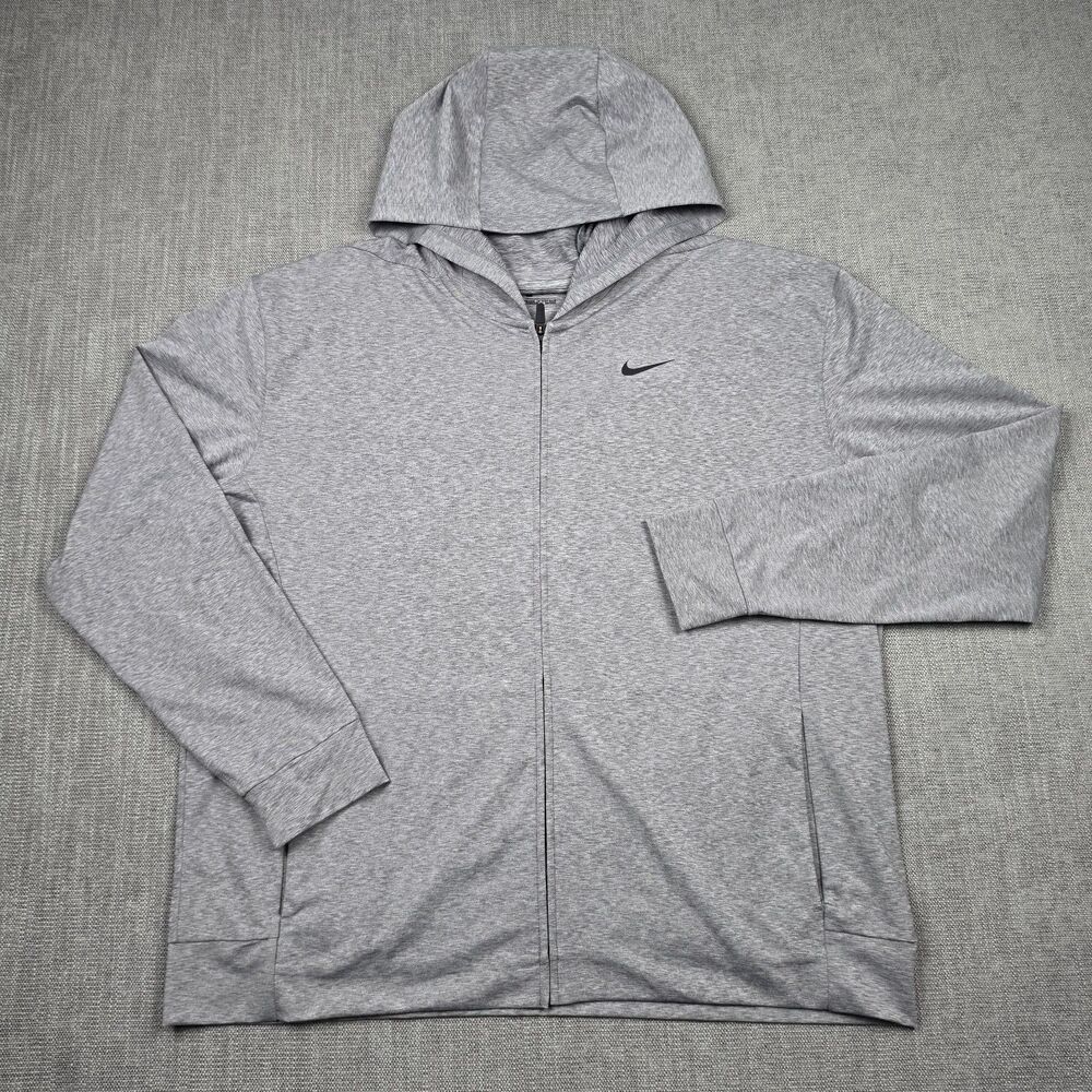 Nike Dri-FIT Men's XL Full Zip Running Hoodie Gray Heather Lightweight Jacket